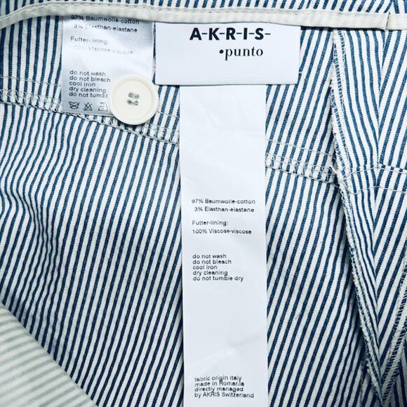 Akris Punto Striped Blue/White Faye Boot-Cut Pants | Size 6 - Picture 5 of 8